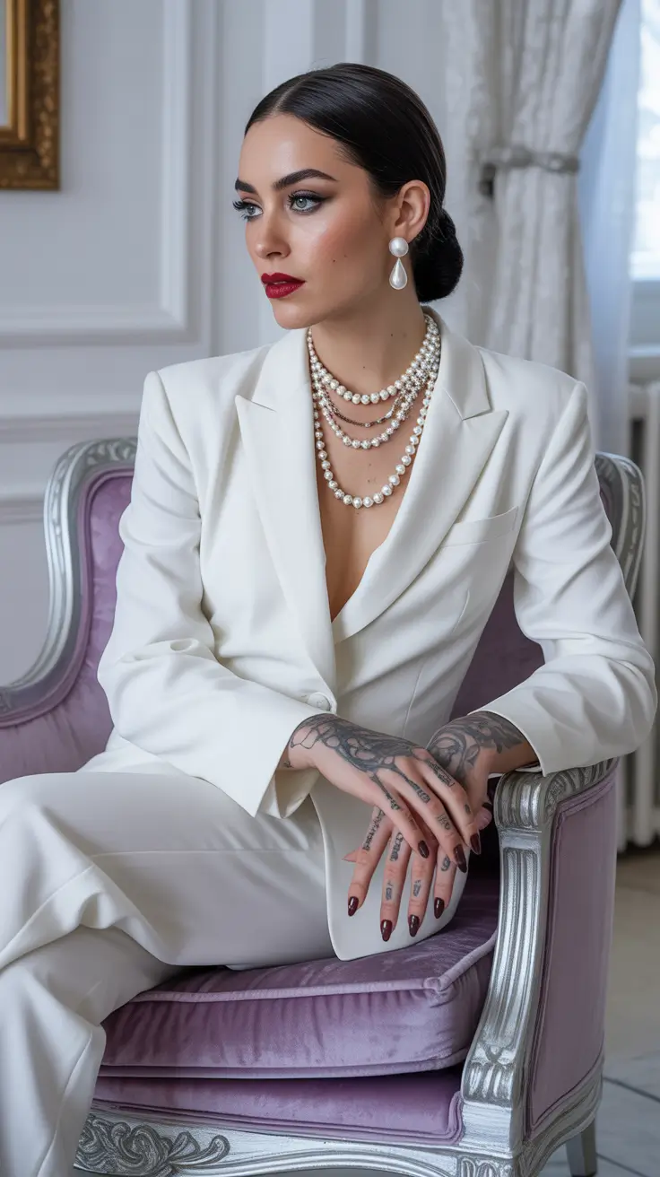 classy outfits 2026 white pearls chic elegance women