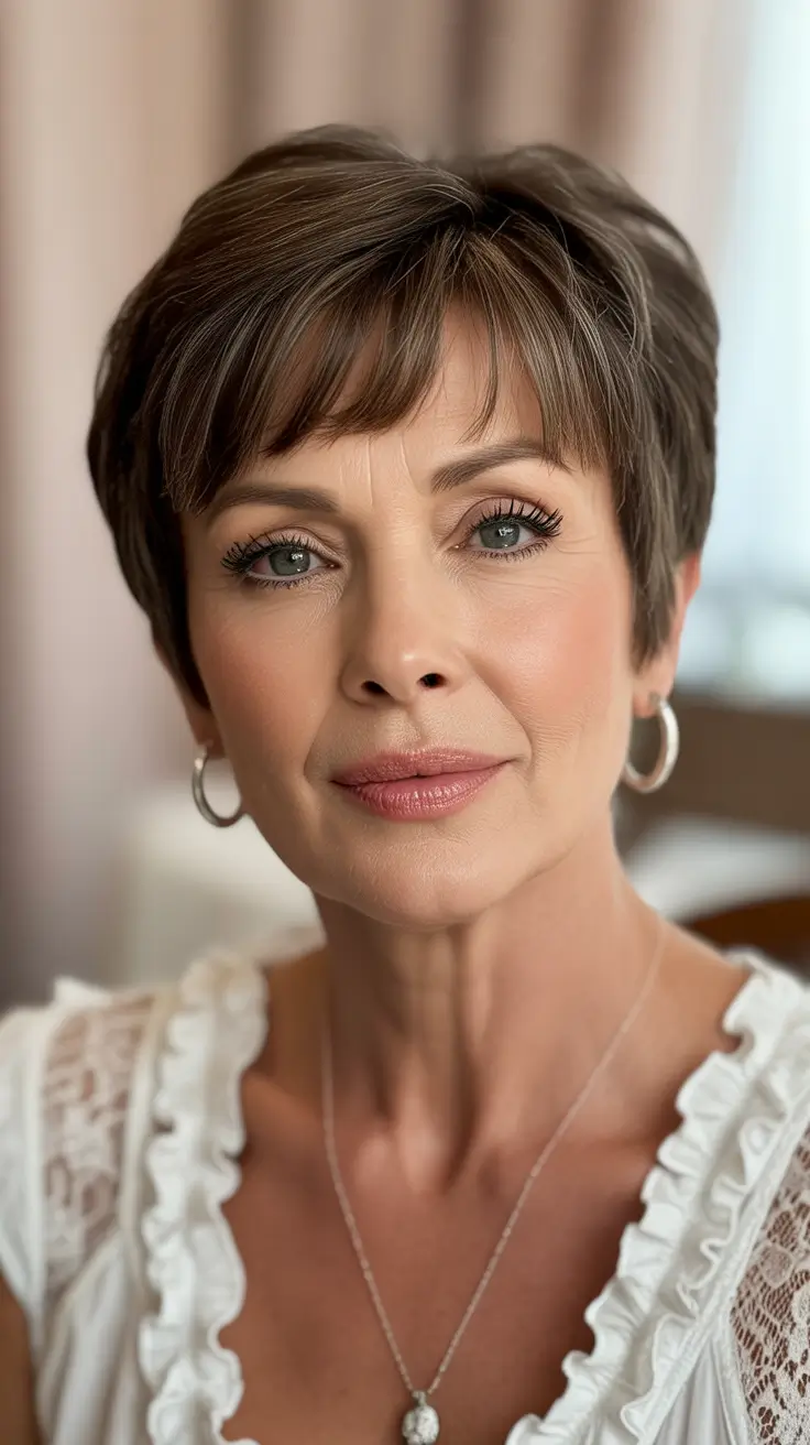 Haircuts for Women Over 50 2026 Soft Feminine Crop with Bangs