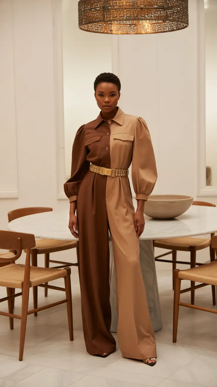outfits for black women 2026 Dual Toned Tailoring With Statement Confidence