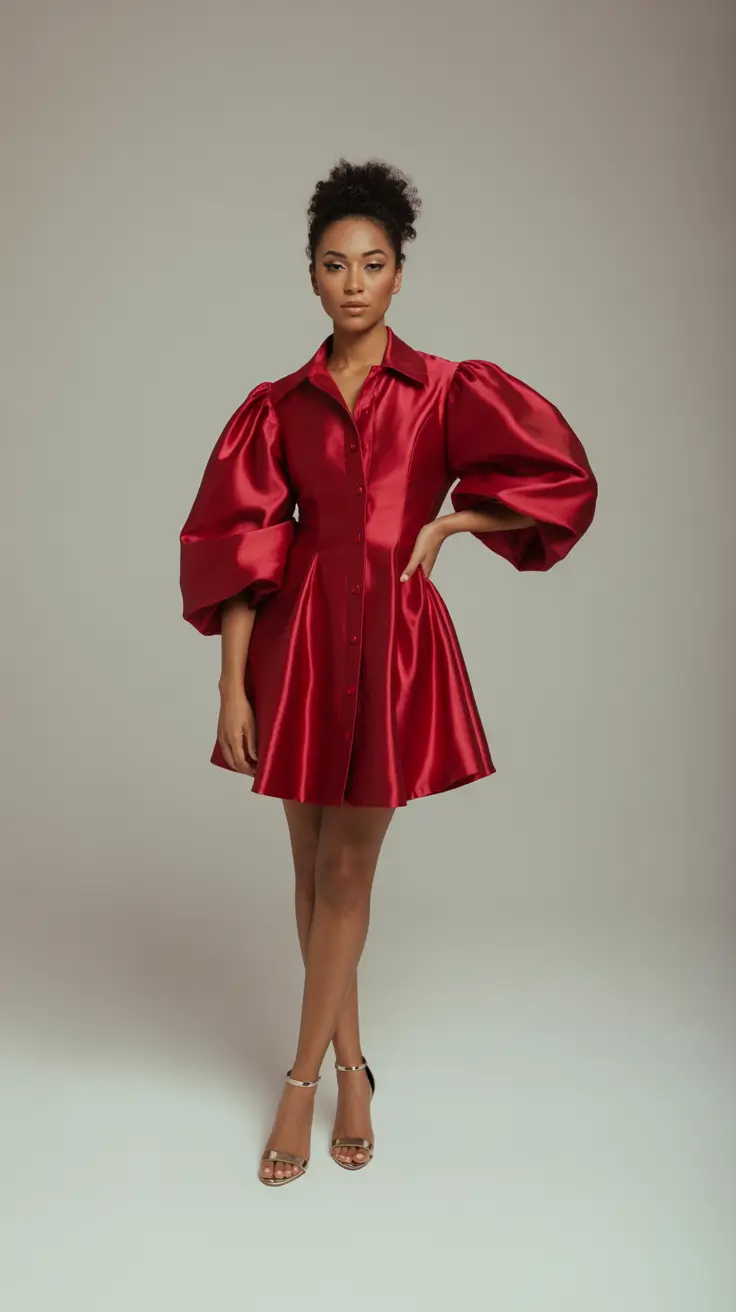 outfits for black women 2026 Red Satin Volume Moment