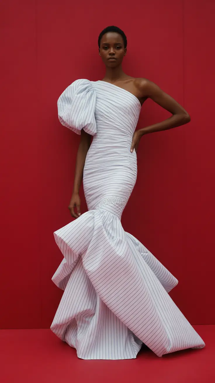 outfits for black women 2026 Pinstripe Couture Drama