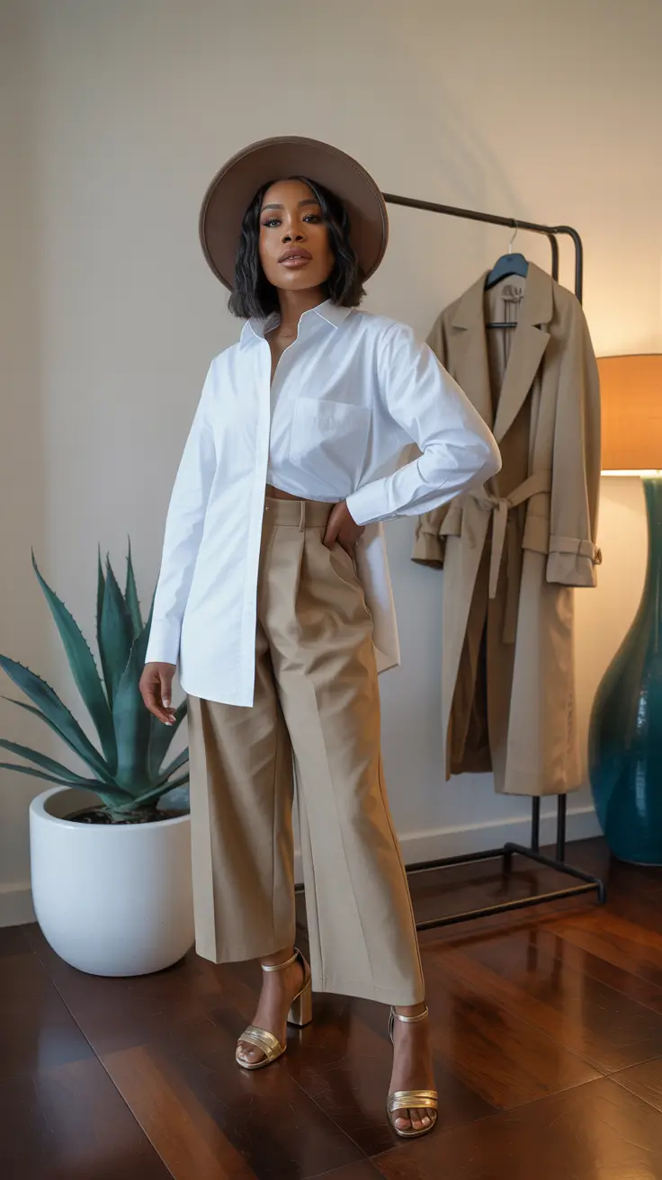 outfits for black women 2026 Crisp Neutral Power Dressing