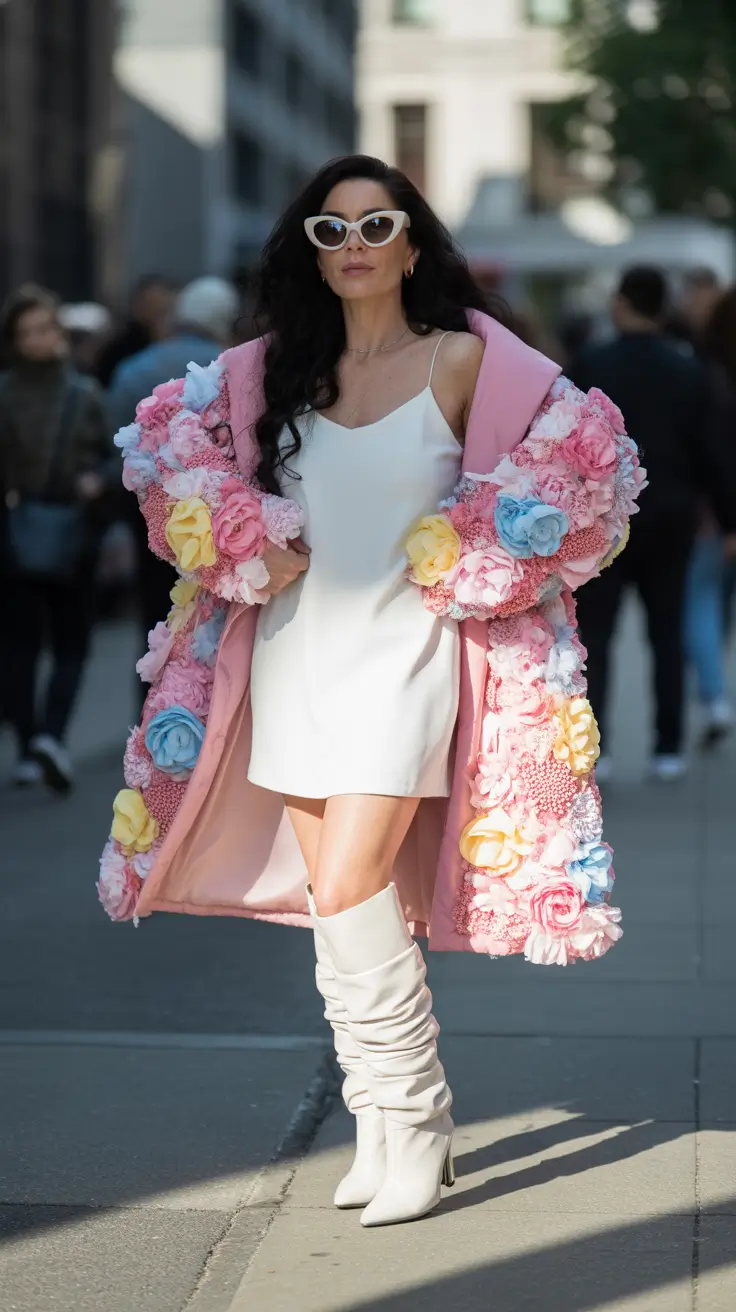 Outfits for Women Over 40 2026 floral coat fashion