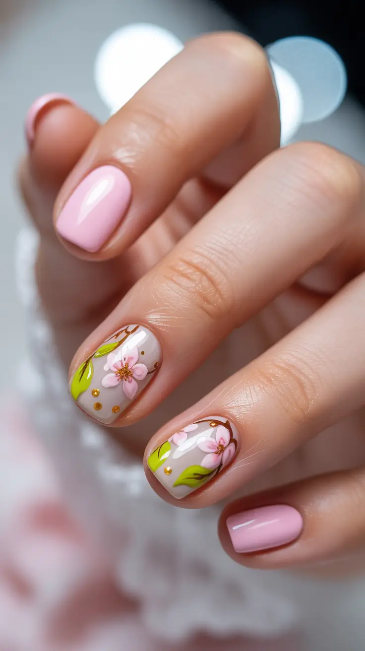 Nail Colors Ideas for 2026 Soft Pink Florals