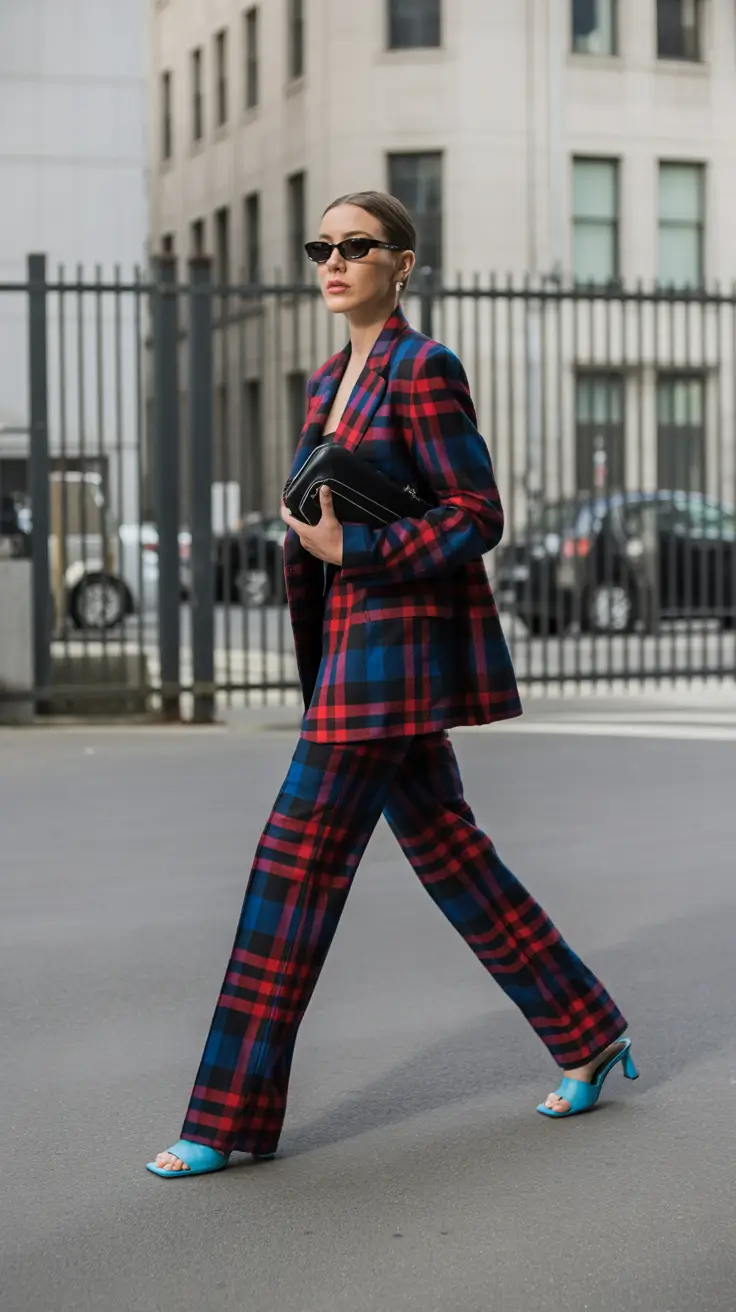 business casual outfits 2026 Power Plaid