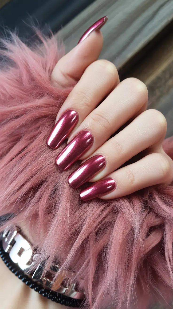 New Chrome Nails Ideas 2026 Cherry Red Chrome