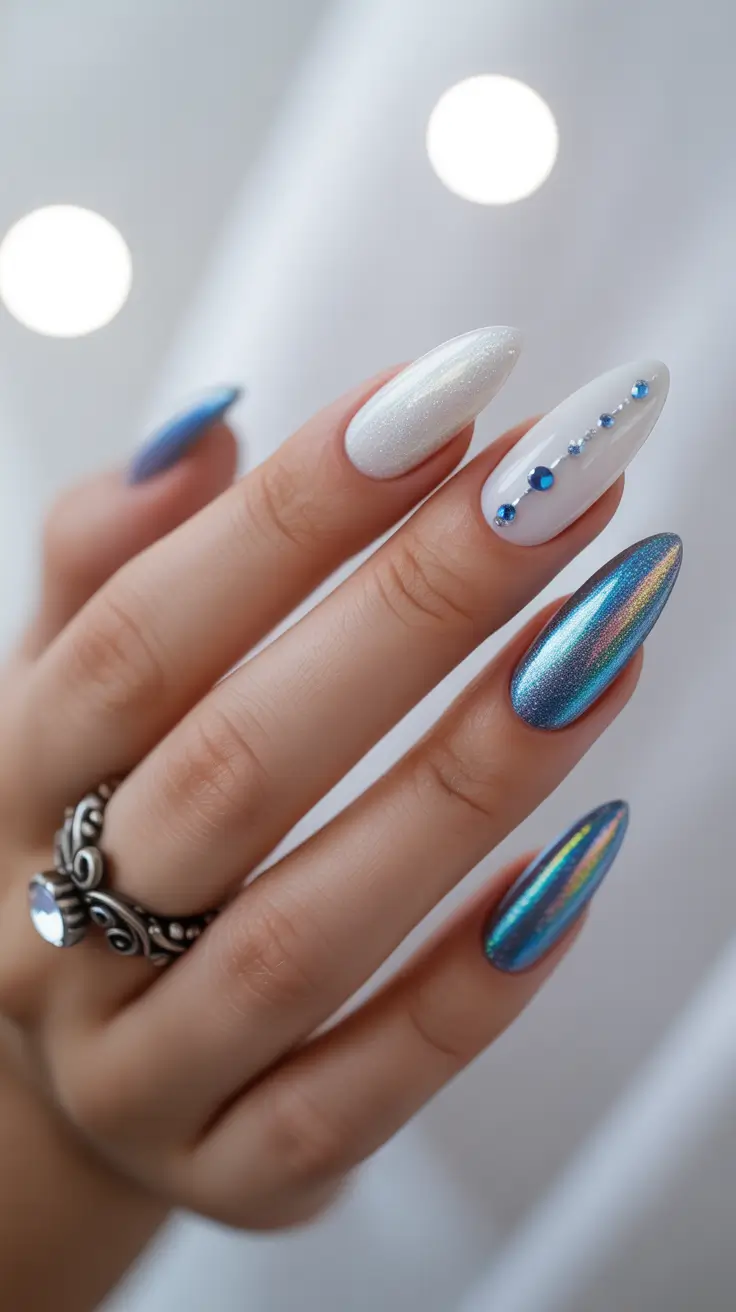 New Chrome Nails Ideas 2026 White Blue Chrome