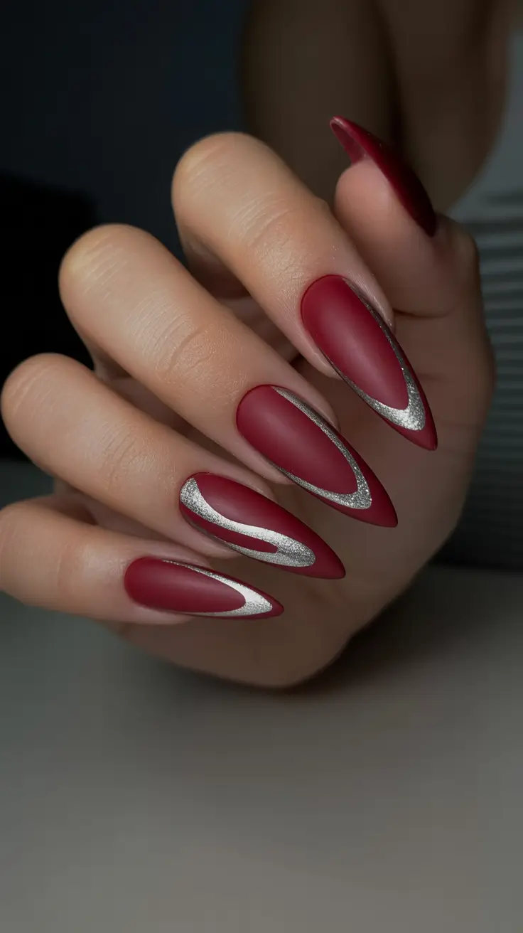 New Chrome Nails Ideas 2026 Burgundy Chrome Art