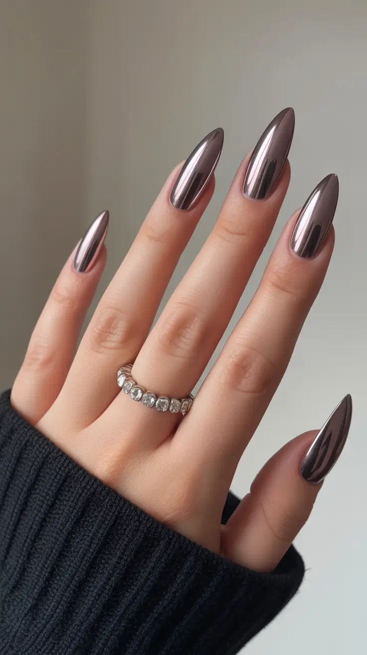New Chrome Nails Ideas 2026 Brown Silver Chrome