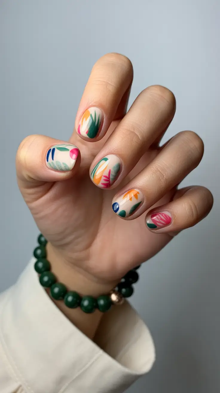 Short acrylic nails 2026 Botanical Art