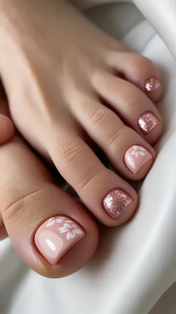 New Toe Nail Colors 2026 Soft Pink Glitter Pedicure
