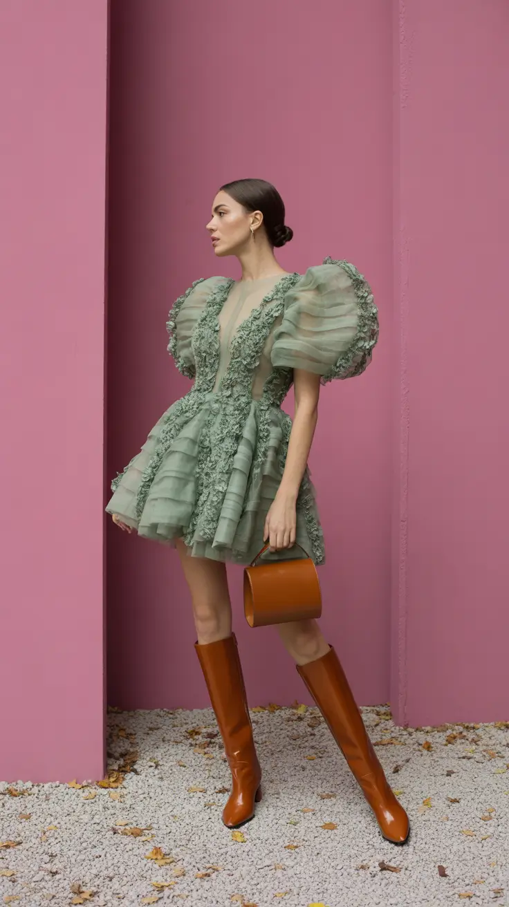 new york outfits 2026 Feminine Drama in Sage and Bronze