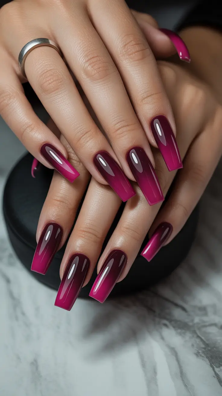 Pink Nails for 2026 Deep Pink Ombre Nails