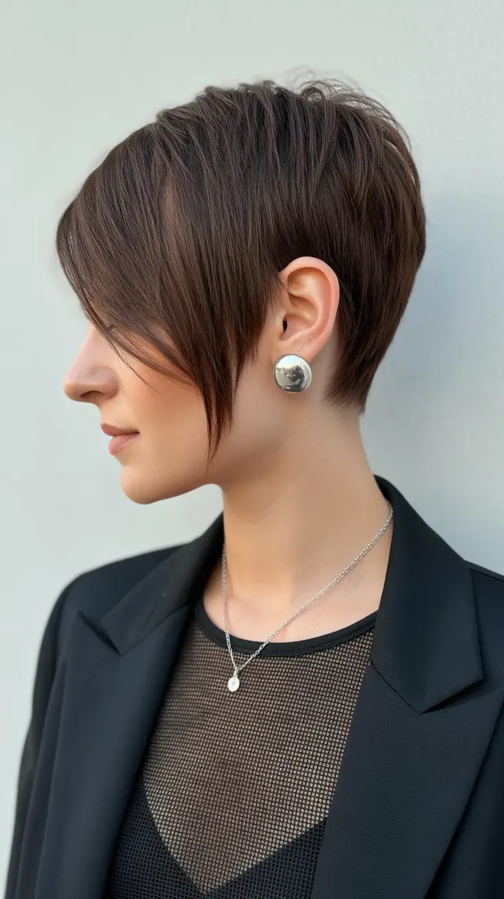 pixie hairstyles 2026 Classic Tapered Pixie with Side Fringe