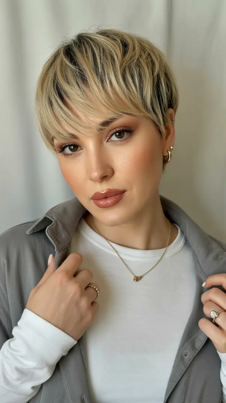 pixie hairstyles 2026 Textured Blonde Pixie With Tousled Finish