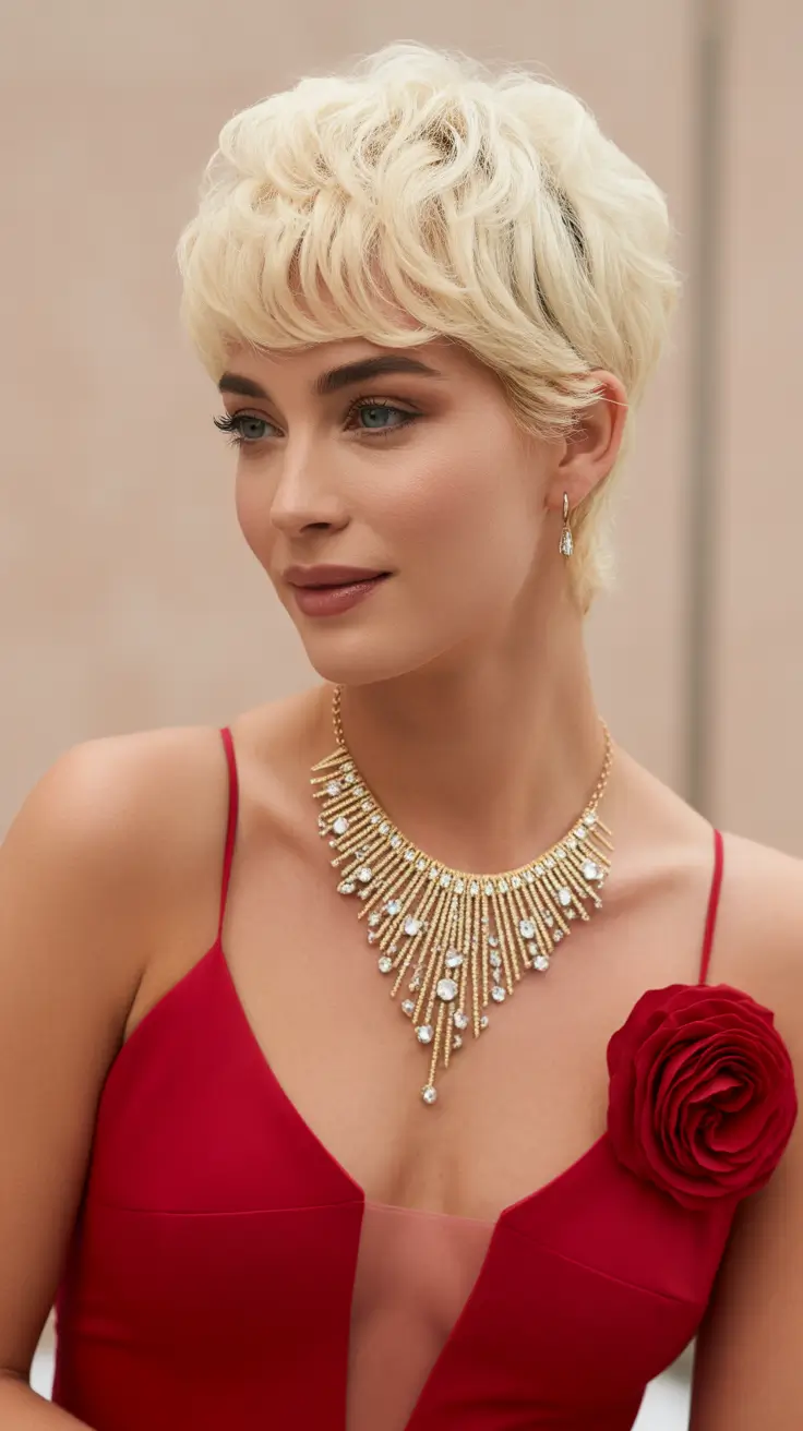 pixie hairstyles 2026 Soft Curly Blonde Pixie