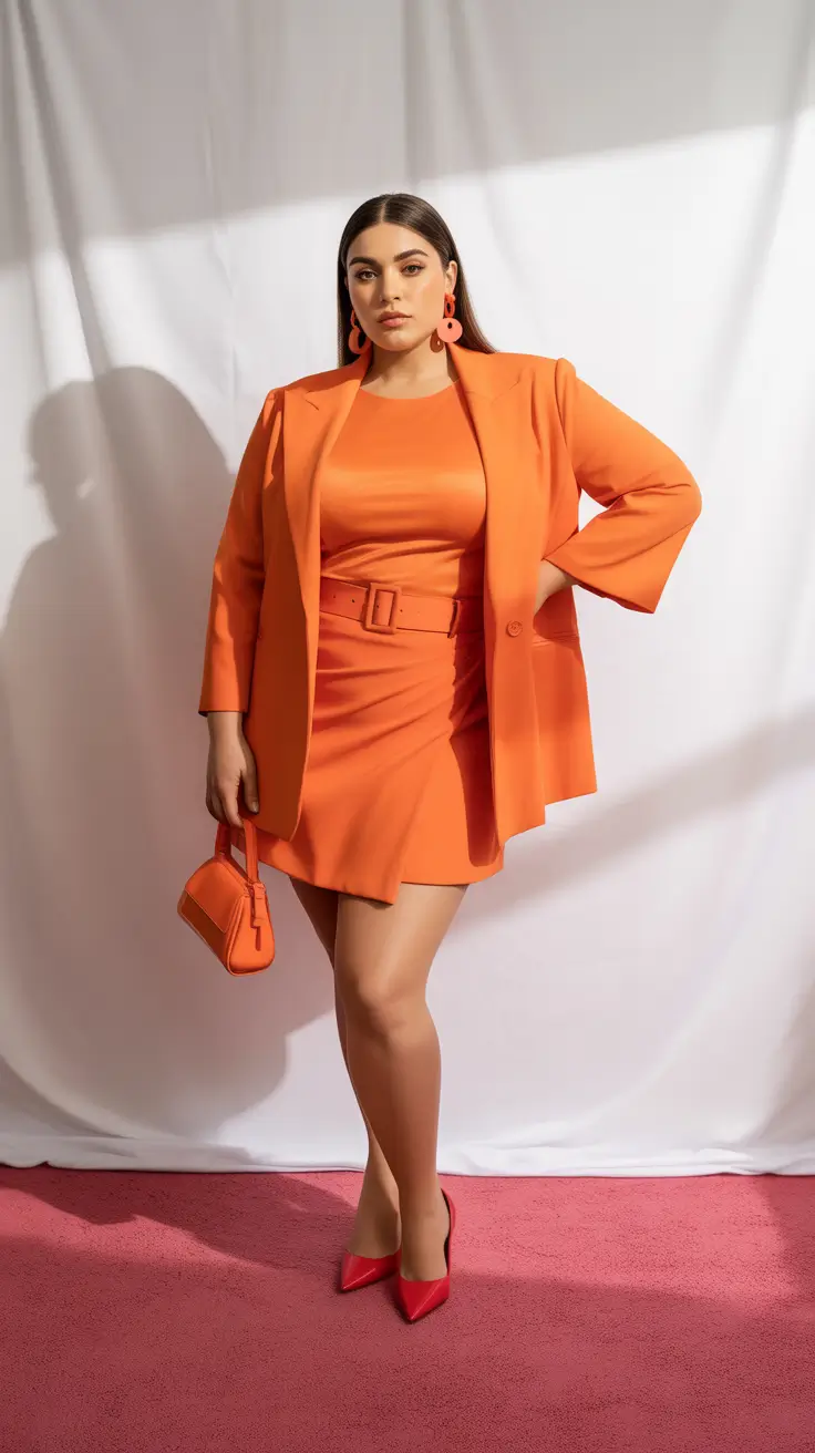 plus size outfits 2026 Orange Crush Power Play