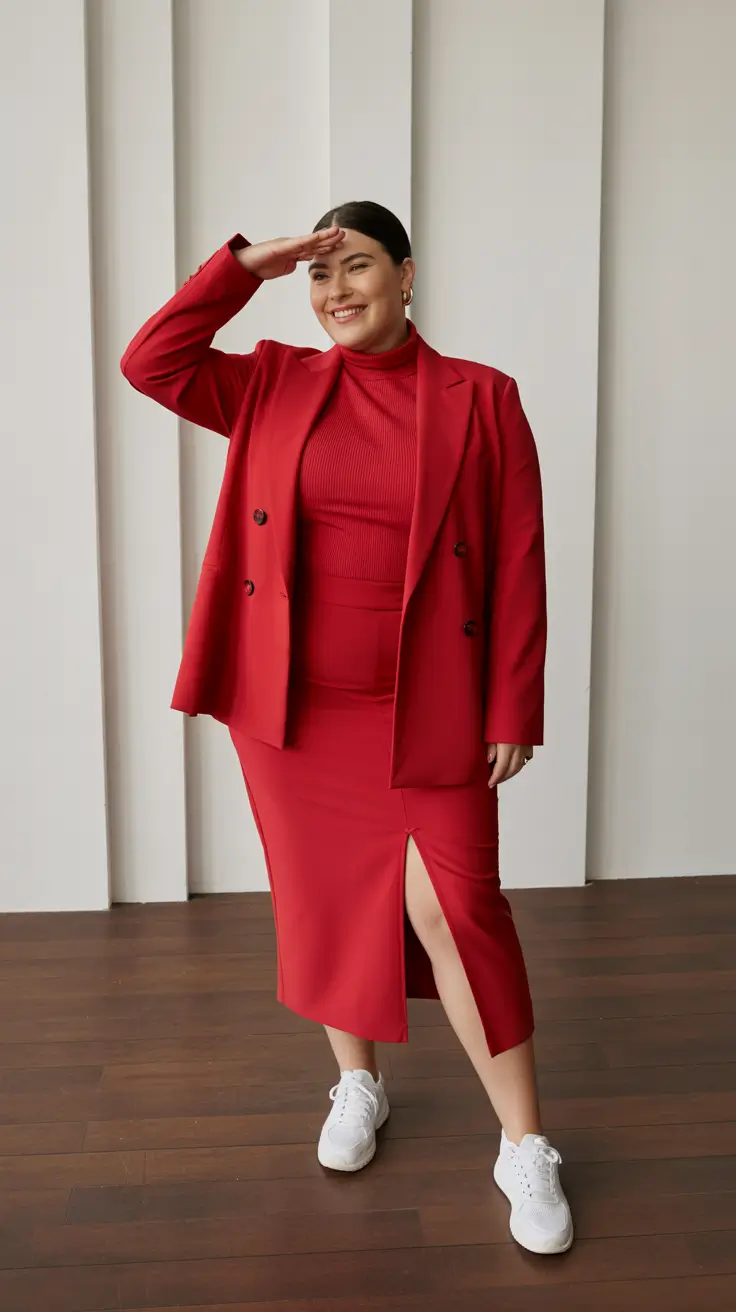 plus size outfits 2026 Red Confident Moment