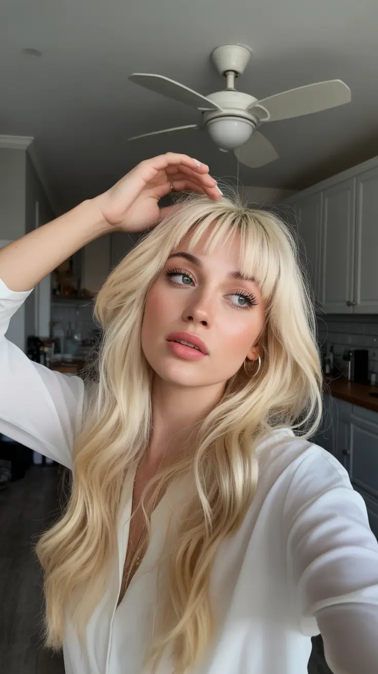 Long wavy hair with bangs 2026