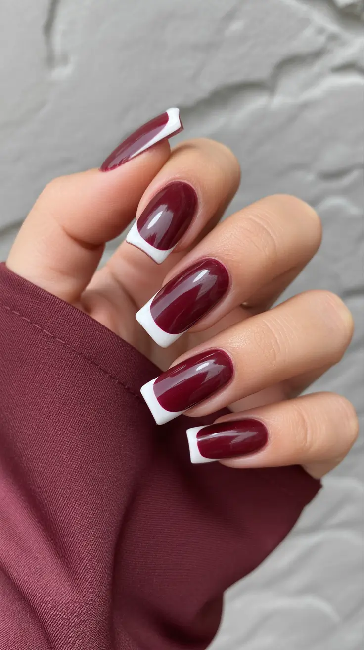 Red Nails 2026 Red With White French Tips