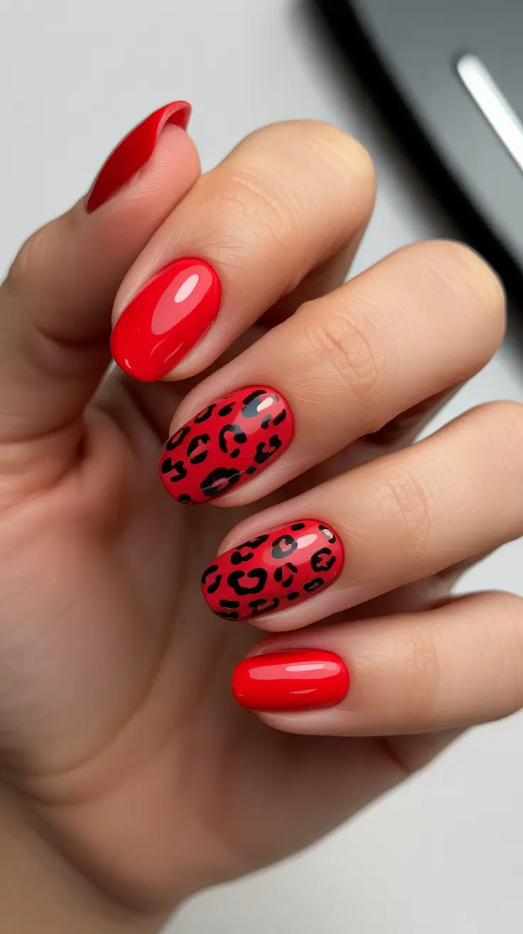 Red Nails 2026 Bright Leopard Art