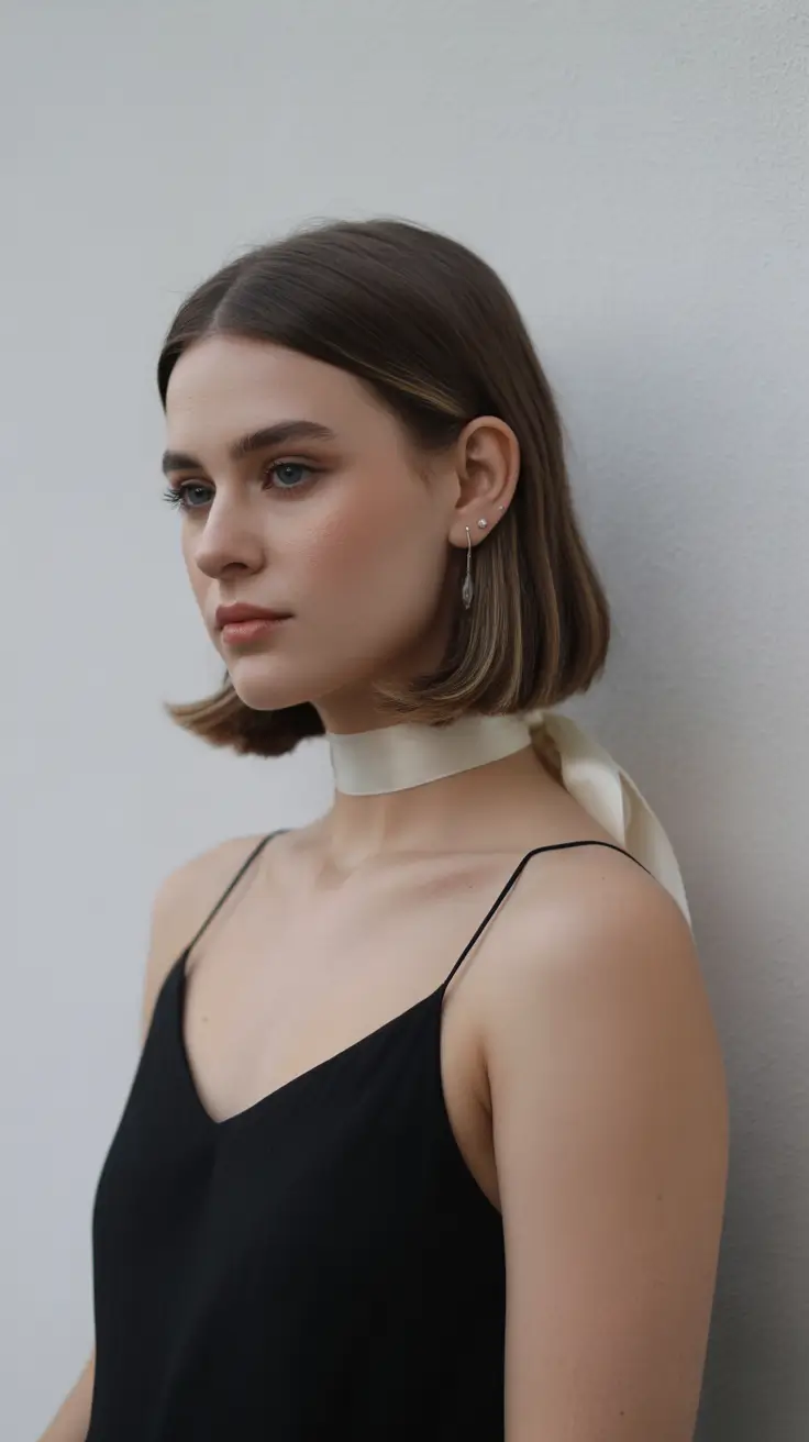 Short bob with satin ribbon hairstyle 2026