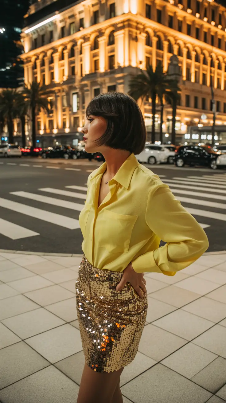 skirt outfits 2026 Golden City Glow