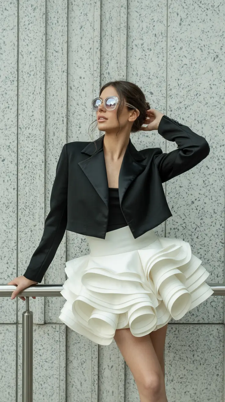 skirt outfits 2026 Structured Drama with Sculptural Movement