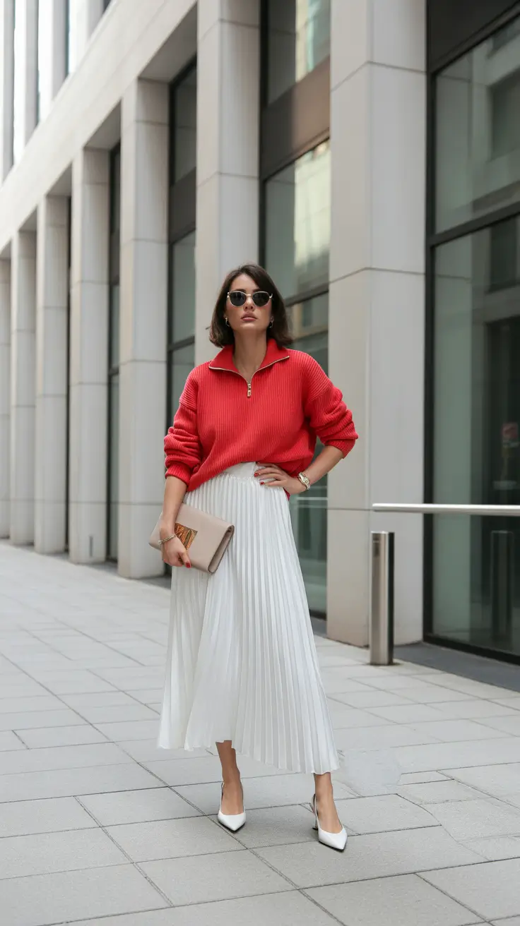 skirt outfits 2026 Bright Meets Breezy in Modern Contrast