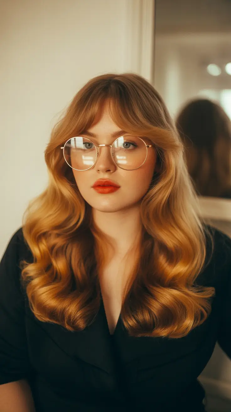 Haircuts for Plus Size Women 2026 Golden Ginger Curls with Retro Vibes