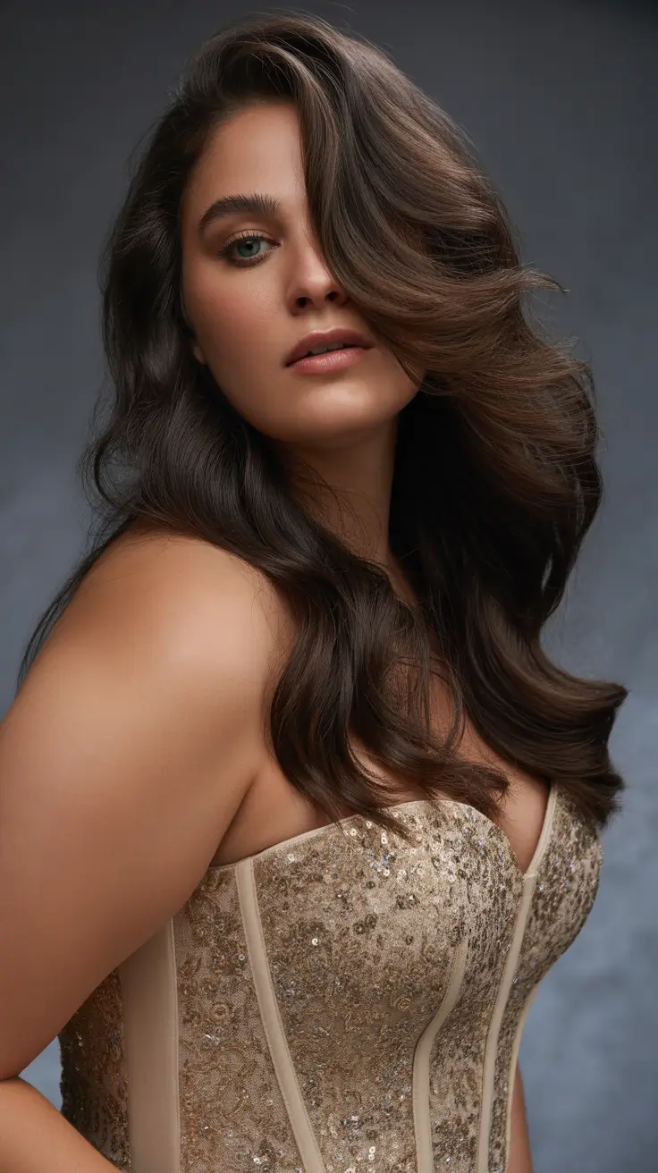 Haircuts for Plus Size Women 2026 Chocolate Cascade with Deep Volume