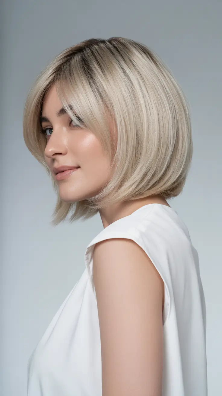 Slimming haircuts for round faces 2026 Polished French Bob with Layers