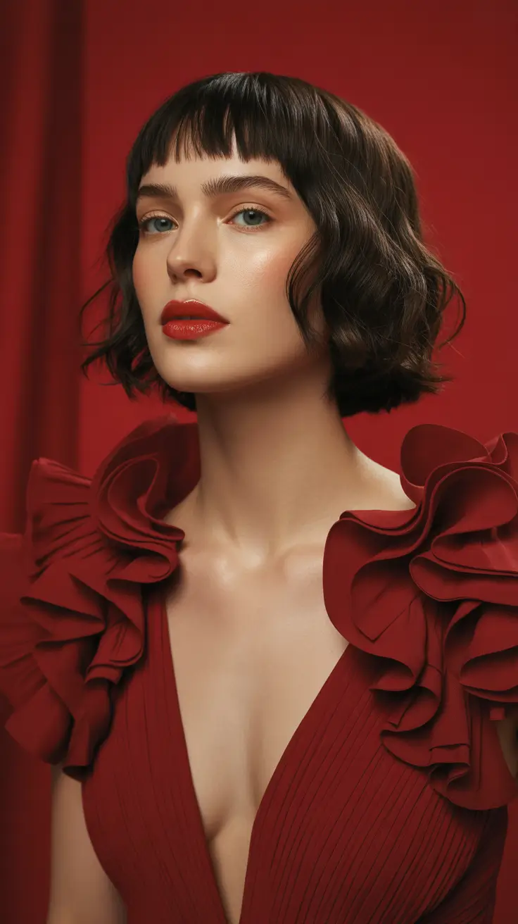 haircut for round face 2026 French Bob with Baby Bangs