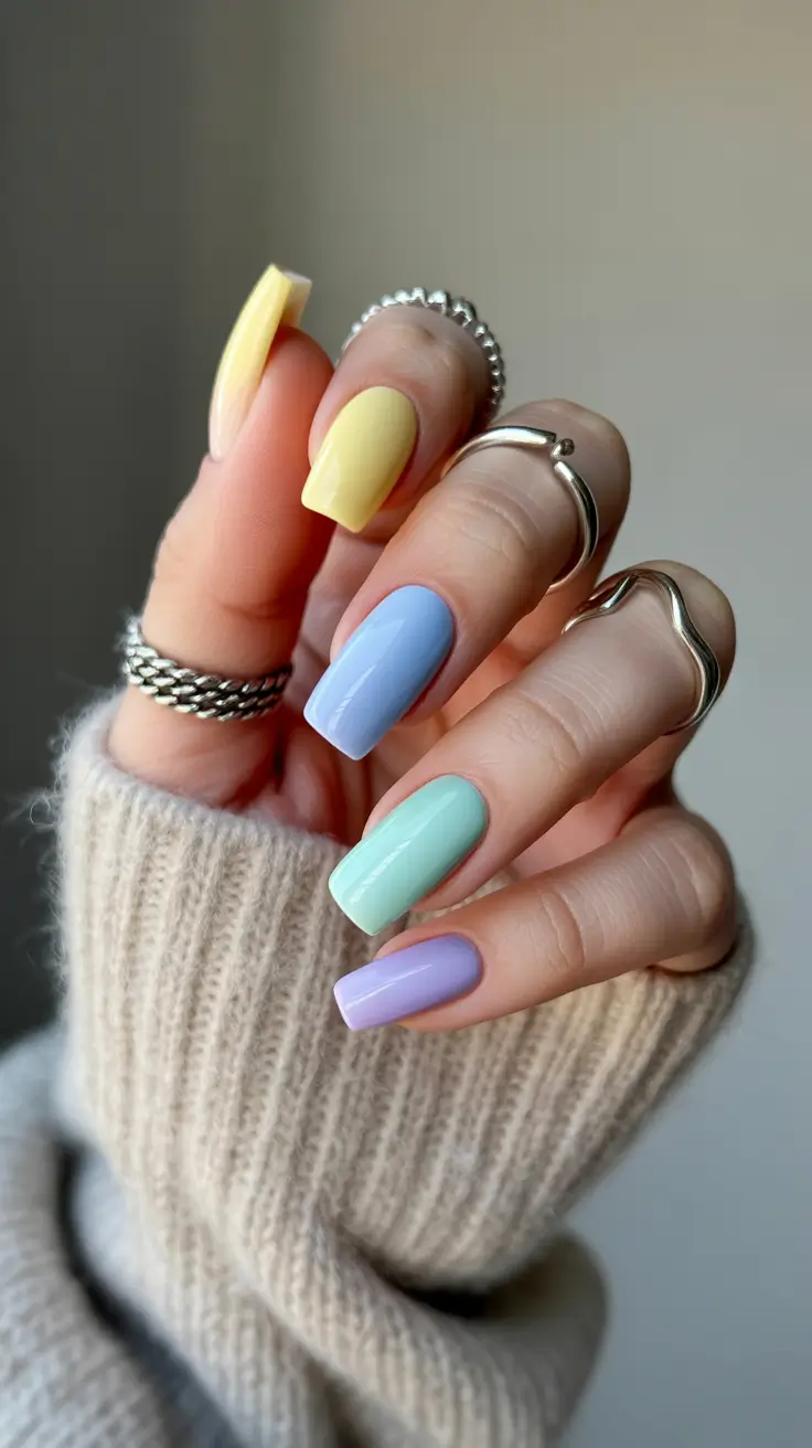 Square Nails Inspiration 2026 Pastel Colors