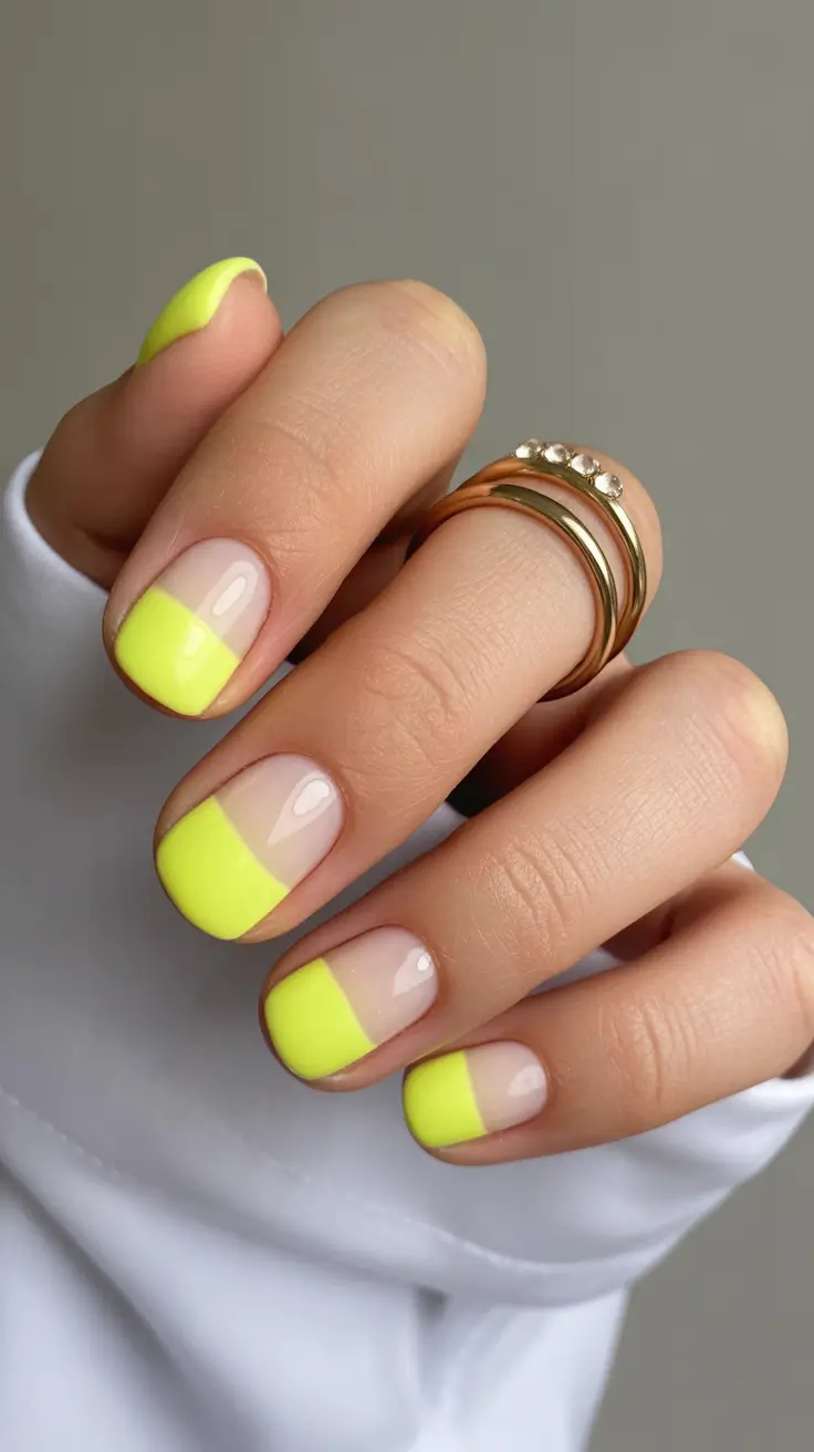 Square Nails Inspiration 2026 Neon French