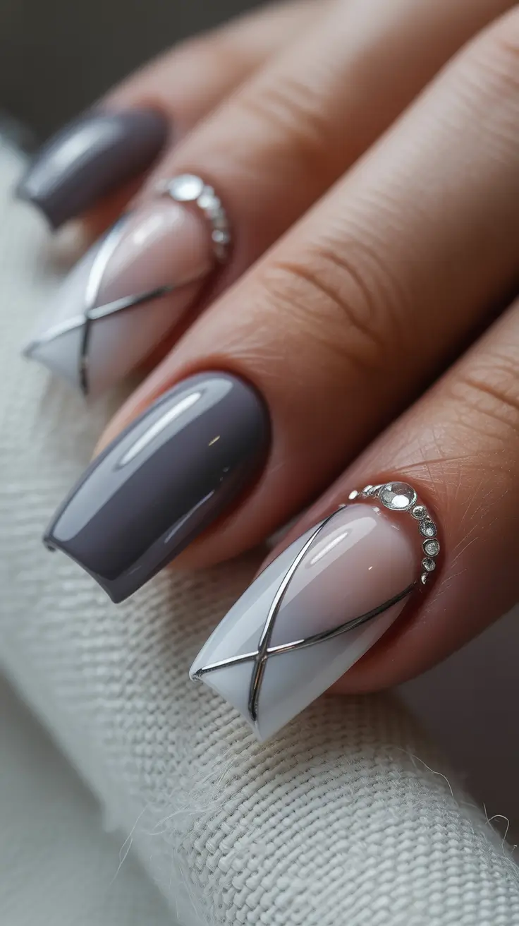 Square Nails Inspiration 2026 Minimal Gray