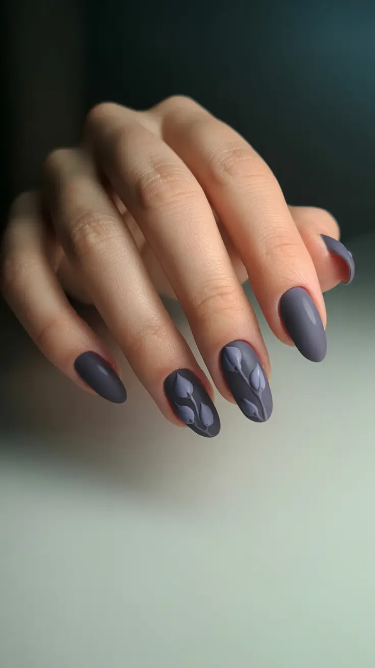 Stylish Acrylic Nails 2026 Dark Matte Design