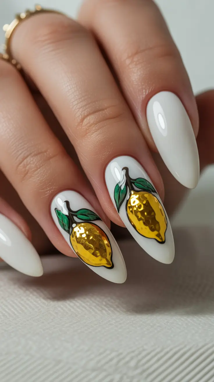 Stylish Almond Nails 2026 Golden Lemon Energy
