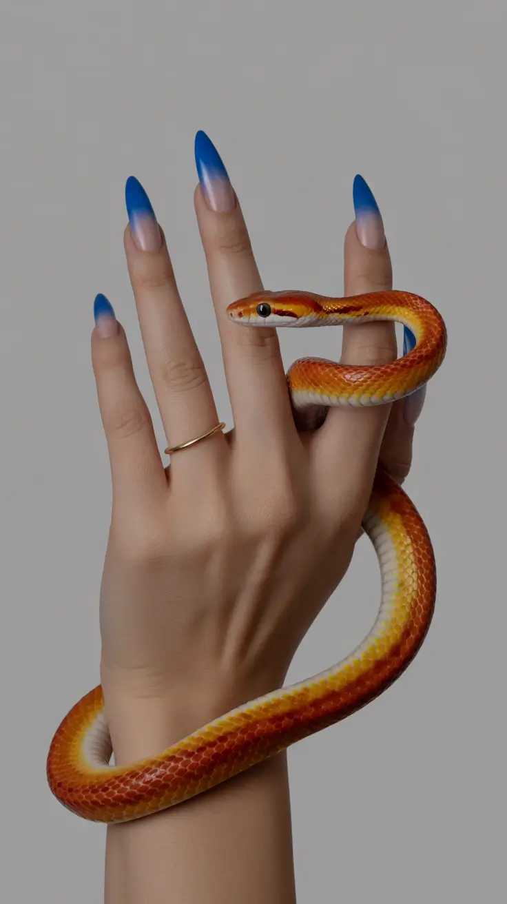 Stylish Almond Nails 2026 Blue Frosted Gradient