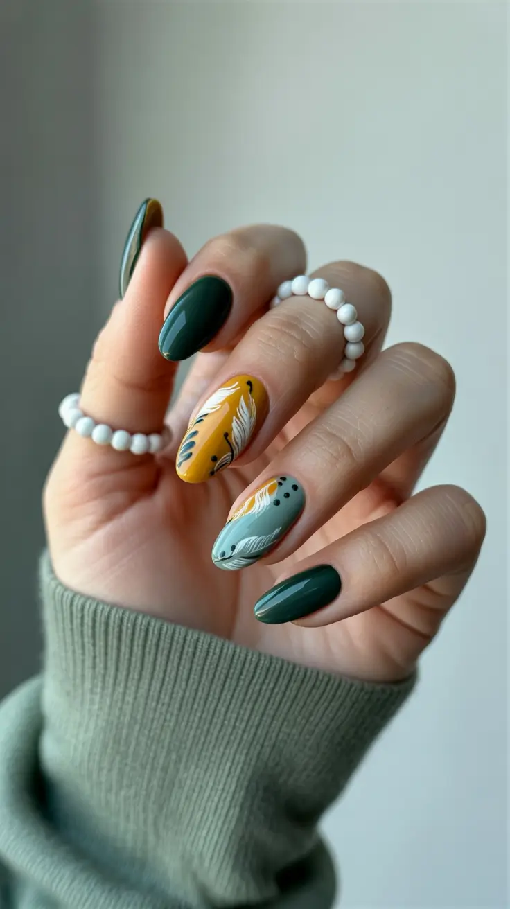 Stylish Almond Nails 2026 Forest Whisper