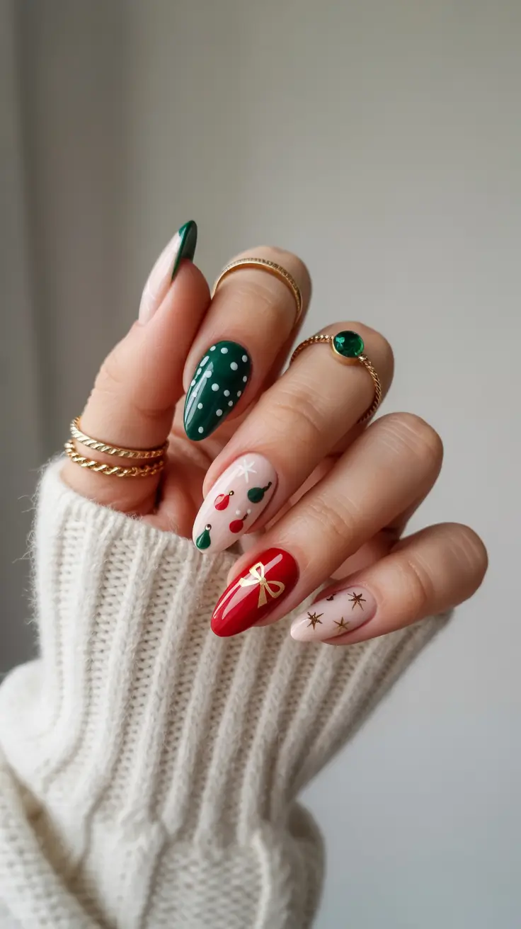 Stylish Almond Nails 2026 Festive Charm