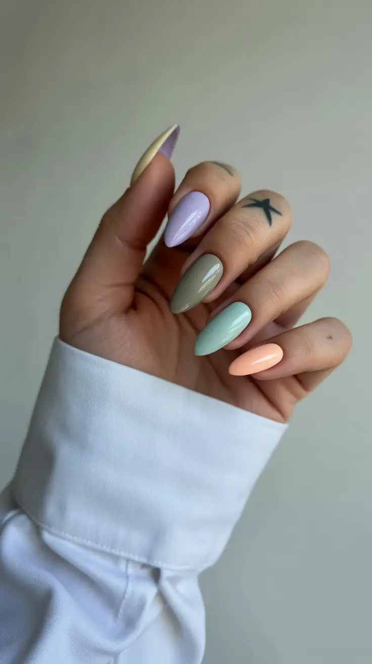 Stylish Almond Nails 2026 Pastel Mirage