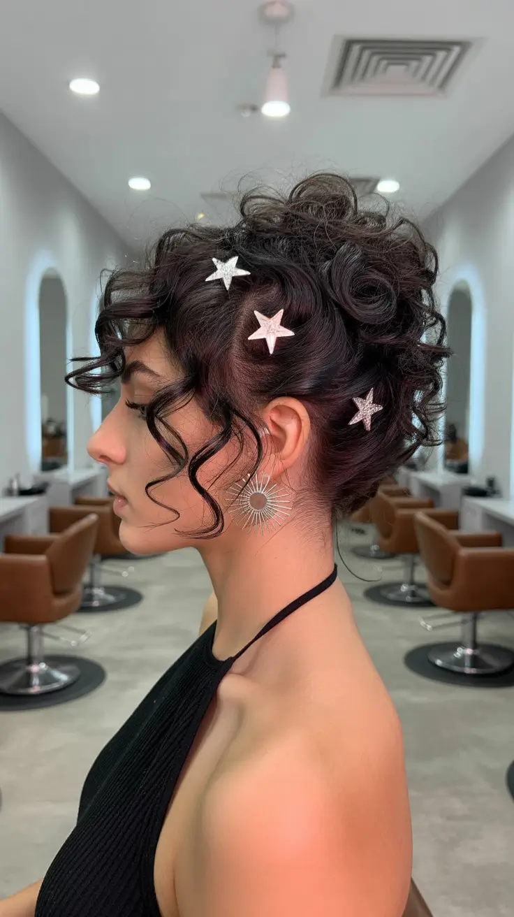 Curly hairstyle 2026 Star Hairpins