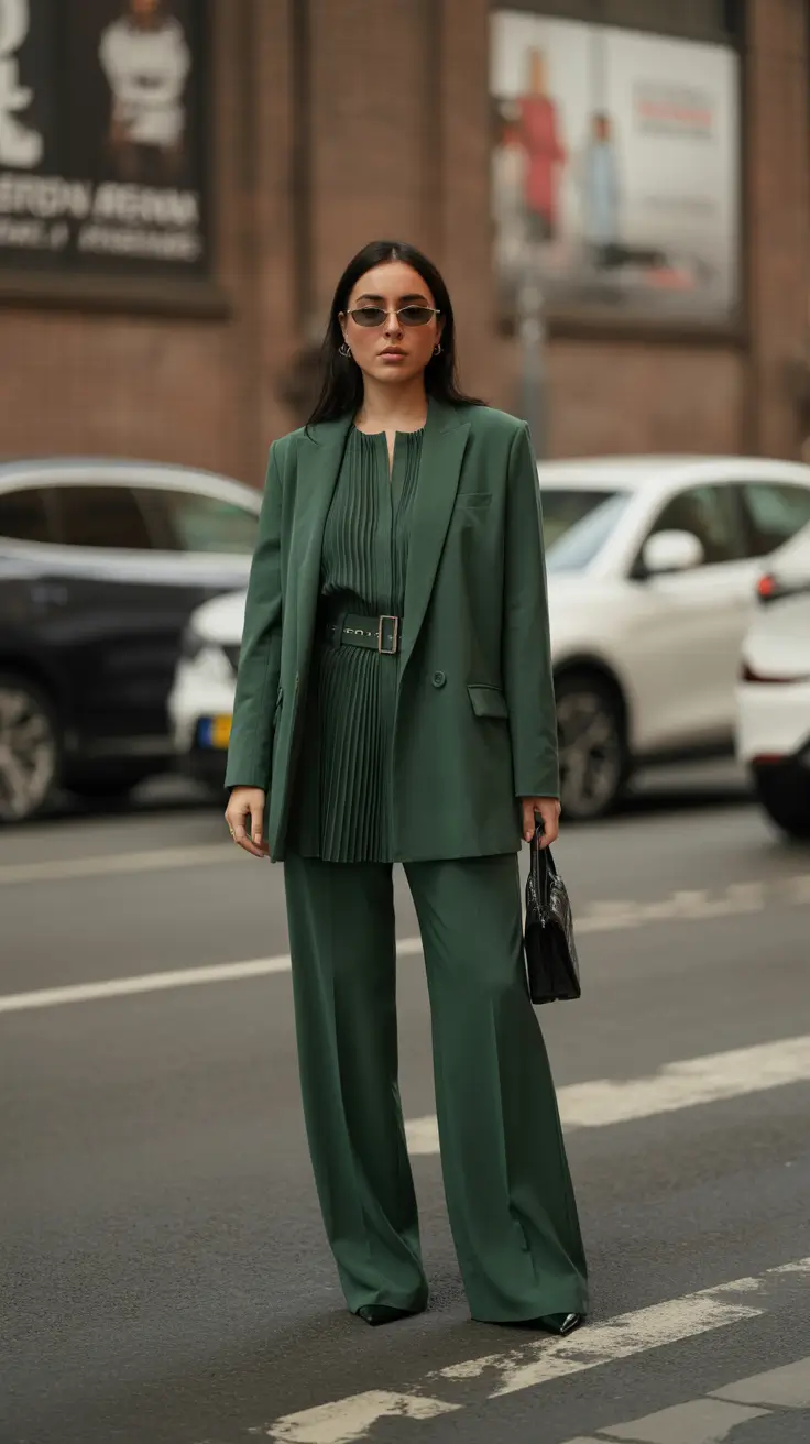 formal outfits for women 2026 Green Suit Modern Grace