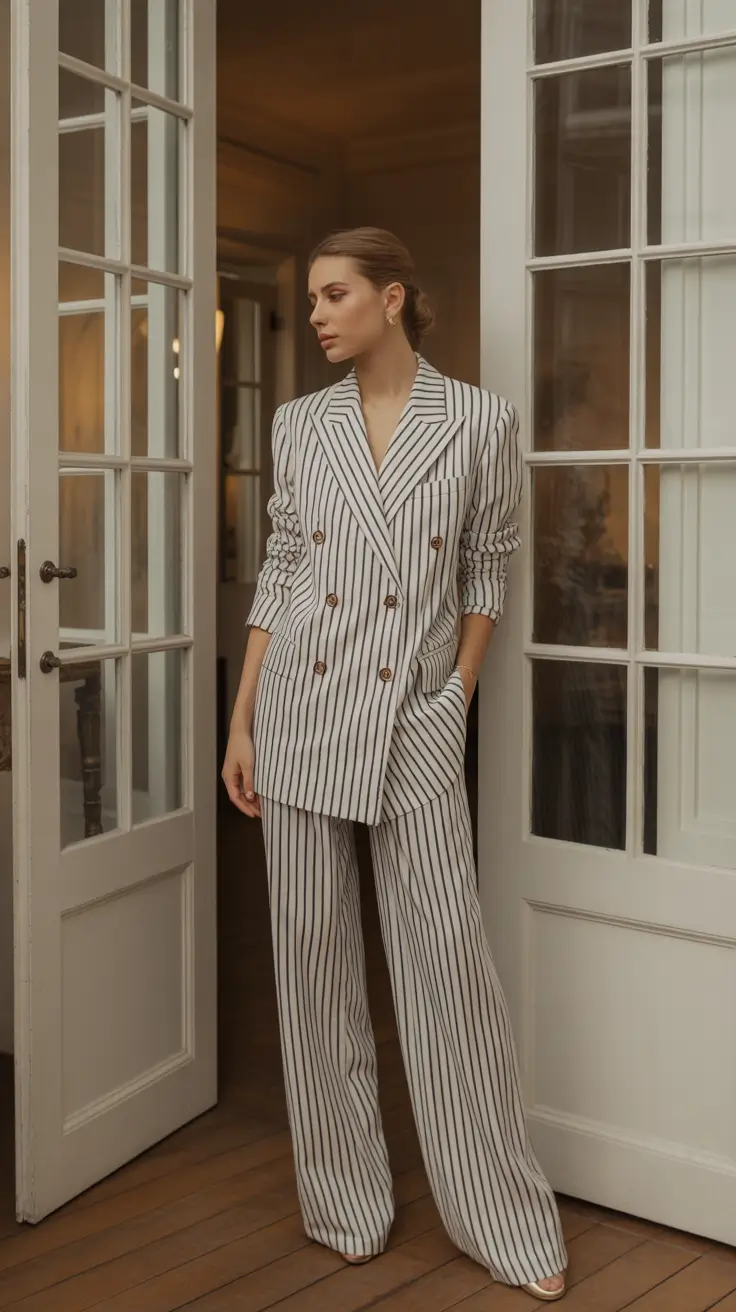 formal outfits for women 2026 Striped Serenity Elegance