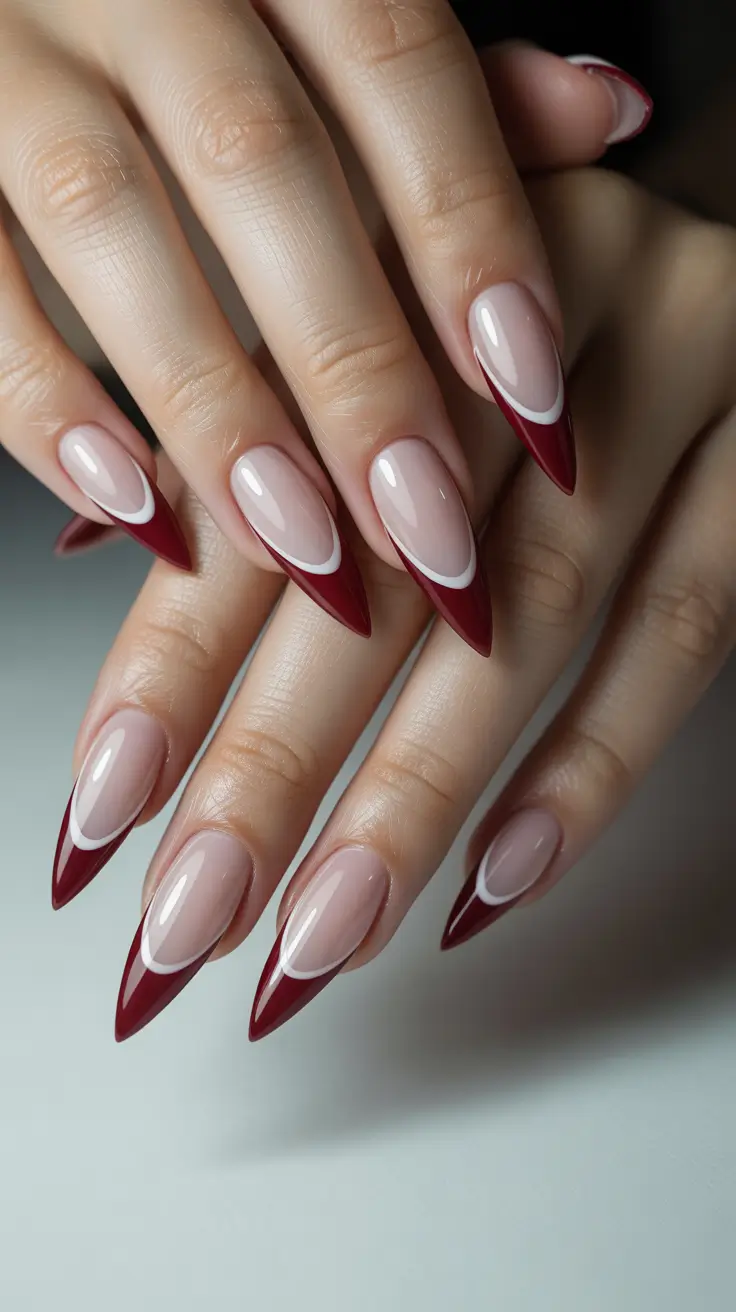 Stylish French Nails 2026 Classic Red French With Graphic Precision
