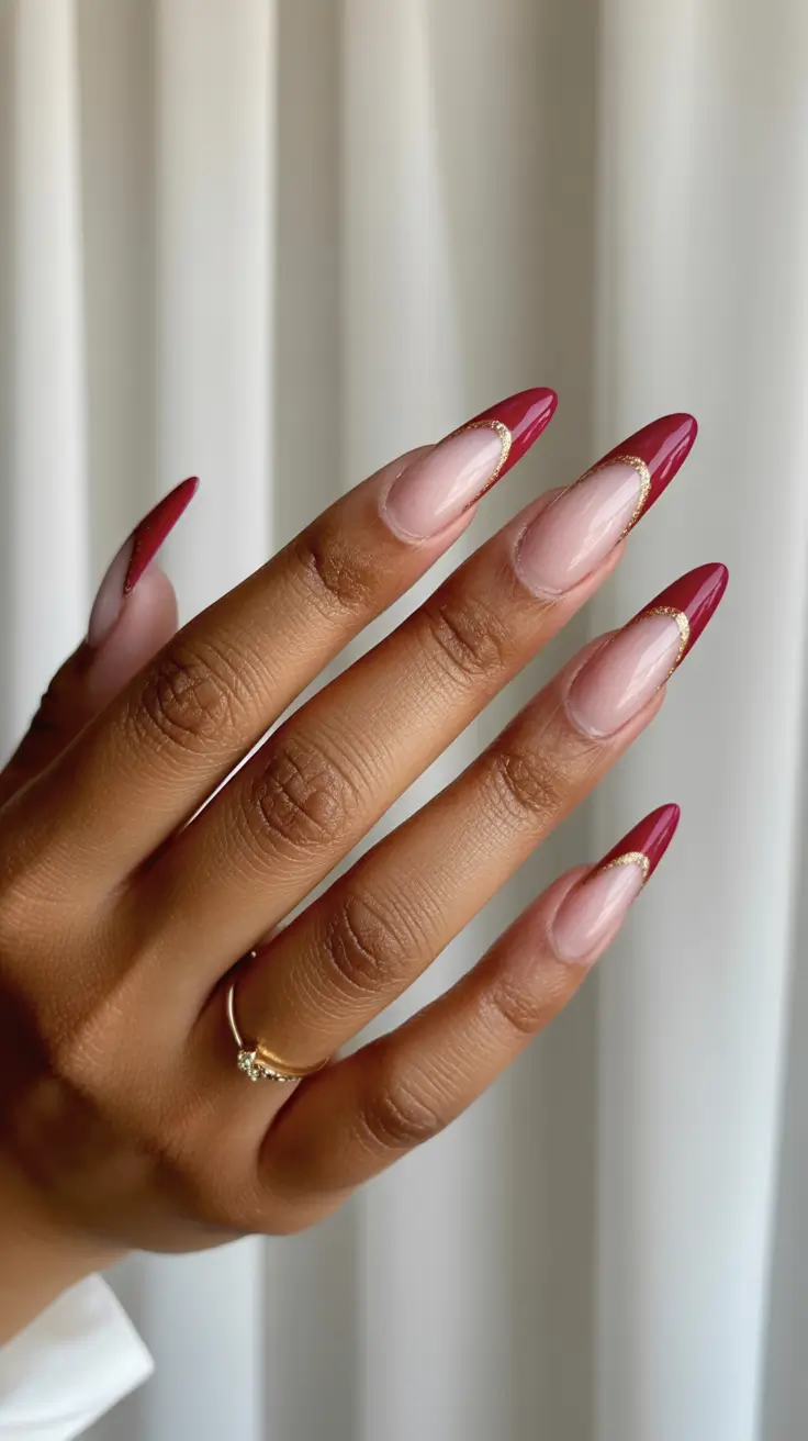 Stylish French Nails 2026 Minimal Gold-Edged French Nails