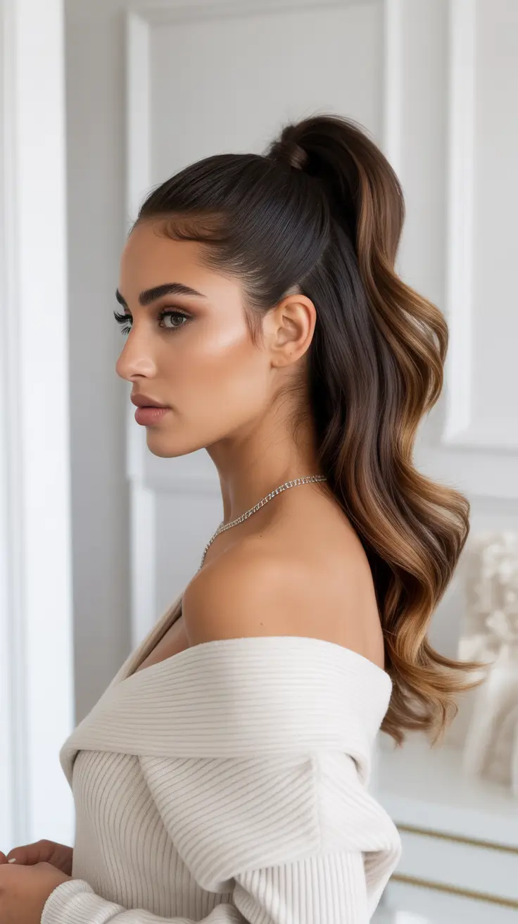 ponytail hairstyle 2026 Bronzed Balayage High Ponytail