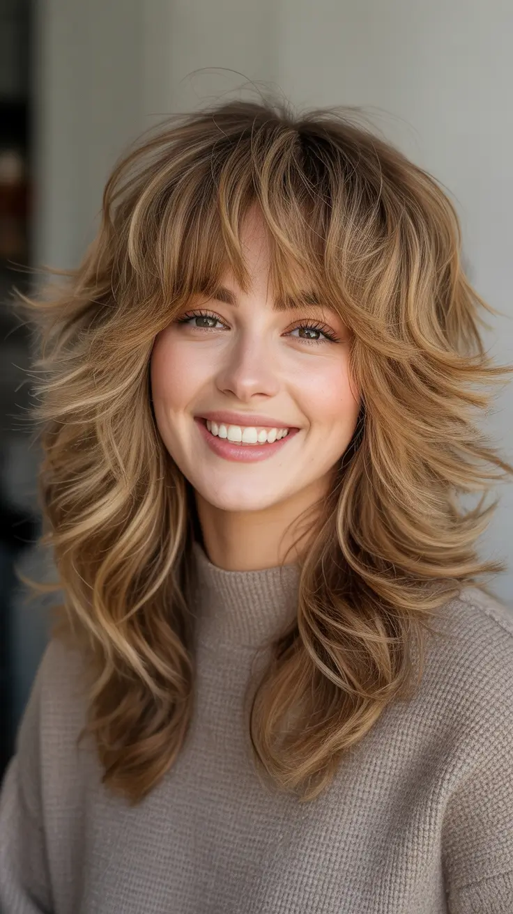 shag haircut 2026 Warm Honey Volume