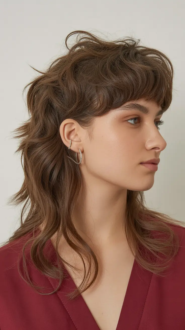 shag haircut 2026 Textured Brunette Mullet Shag